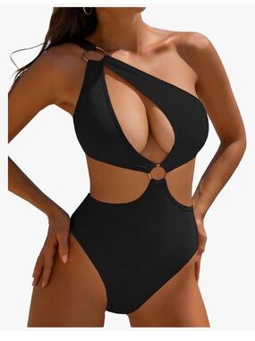 Black One-Shoulder Cutout Monokini - Brand